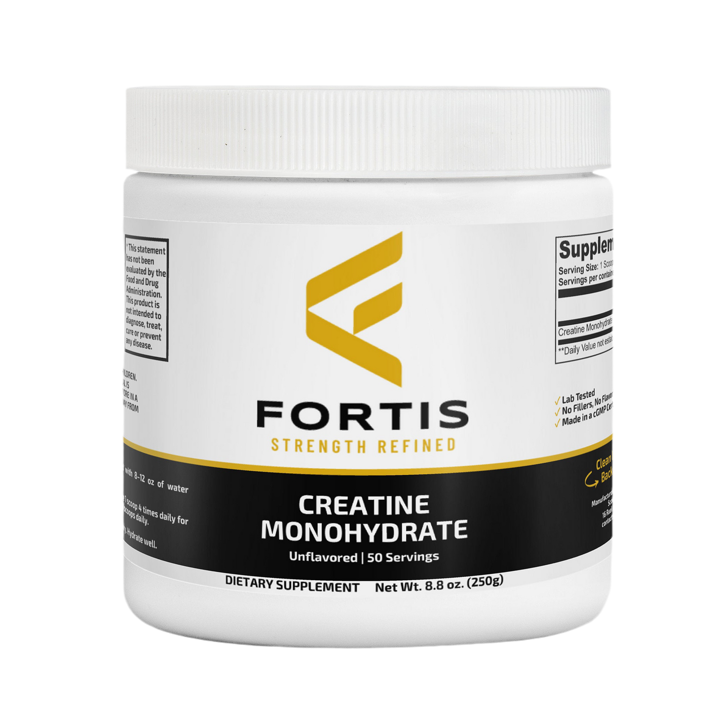 FORTIS Creatine Monohydrate – 5g | 50 Servings | Unflavored